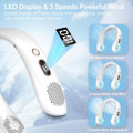 Portable Bladeless Fan, LED Display, Wearable Personal Fan, 3 Speeds, Hands Free Neck Fans for Travel, Outdoor, Camping (White) product image