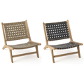 Modern Armless Teakwood Lounge Chair with Nylon Woven Backrest & Seat product image