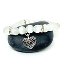 Colorful Cat's Eye Beaded Stretch Bracelet with Heart Charm product image