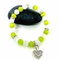 Colorful Cat's Eye Beaded Stretch Bracelet with Heart Charm product image
