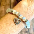 Colorful Cat's Eye Beaded Stretch Bracelet with Heart Charm product image