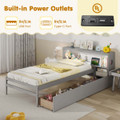 Twin Size Bed Frame with LED Light and Bookcase Headboard product image