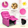 Kids' Velvet Recliner Chair with Cup Holder and Pockets product image