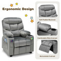 Kids' Velvet Recliner Chair with Cup Holder and Pockets product image