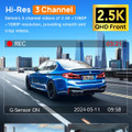 3 Channel WiFi Dash Cam Front and Rear Inside, 4K+1080P+1080P Dash Camera for Cars Front and Rear 24H Parking Mode App Control product image