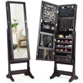 Lockable Mirrored Jewelry Cabinet Armoire Organizer product image