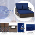 Patio Rattan Daybed Wicker Loveseat Sofa with Ottoman product image