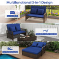 Patio Rattan Daybed Wicker Loveseat Sofa with Ottoman product image