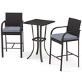 3-Piece Patio Wicker Bar Set with Rattan Chairs product image
