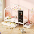 Kids' Twin Size Bed with 2 Drawers - Solid Wood Bed with Blackboard product image