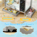 Kids' Twin Size Bed with 2 Drawers - Solid Wood Bed with Blackboard product image