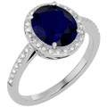 3-1/2-Carat Sapphire & Diamond Halo Ring in Platinum Overlay product image