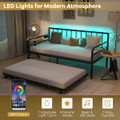 Twin Size Daybed with Pop-up Trundle, Charging Station and Built-In LED Lights product image