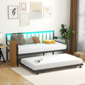 Twin Size Daybed with Pop-up Trundle, Charging Station and Built-In LED Lights product image