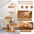 65" Indoor Cat Tree with Self-Groomer, Padded Perch and  Removable Cat Bed product image