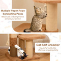 65" Indoor Cat Tree with Self-Groomer, Padded Perch and  Removable Cat Bed product image