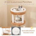 65" Indoor Cat Tree with Self-Groomer, Padded Perch and  Removable Cat Bed product image