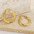 14K Gold-Plated Classic Bamboo Hoop Earrings, 30mm - Stylish Jewelry product image