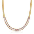 18K Gold Plated Herringbone Chain with Baguette Zirconia Crystals product image