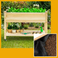 Wood Elevated Planter Bed with Lockable Wheels Shelf and Liner product image