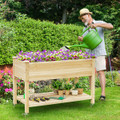 Wood Elevated Planter Bed with Lockable Wheels Shelf and Liner product image