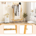 Bamboo Clothes Rack with Hanging Rod, Shelf, and Hooks product image