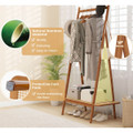 Bamboo Clothes Rack with Hanging Rod, Shelf, and Hooks product image