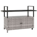 Outdoor Bar Wicker Buffet Serving Cart with Cabinet & 8 Hooks product image