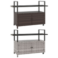 Outdoor Bar Wicker Buffet Serving Cart with Cabinet & 8 Hooks product image
