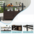 Outdoor Bar Wicker Buffet Serving Cart with Cabinet & 8 Hooks product image