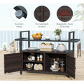 Outdoor Bar Wicker Buffet Serving Cart with Cabinet & 8 Hooks product image