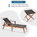 3-Piece Wooden Patio Rattan Chaise Lounge Chair Set  product image