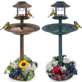 Pedestal Bird Bath with Solar Light, Bird Feeder, and Flower Planter product image