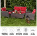 4-Piece Patio Rattan Furniture Set with Loveseat, Chairs, and Table product image