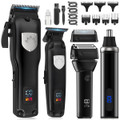 Professional Cordless Hair Clippers Trimmer Grooming Set for Men T-Shaper Trimmer & Foil Shaver Nose & Ear Hair Trimmer with LED Display-Black product image