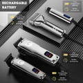 Professional Cordless Hair Clippers Trimmer Grooming Set for Men T-Shaper Trimmer & Foil Shaver Nose & Ear Hair Trimmer with LED Display-Silver product image