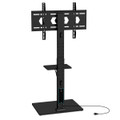 Tilt and Height-Adjustable Floor TV Stand with Power Outlet & AV Shelf product image