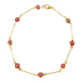 18K Yellow Gold Evil Eye Crystal Ankle Bracelet product image