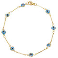 18K Yellow Gold Evil Eye Crystal Ankle Bracelet product image
