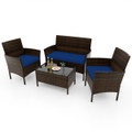 4-Piece Patio Rattan Conversation Set (8 Colors) product image