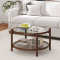 31" Wooden Round Coffee Table with Tempered Glass Top  product image