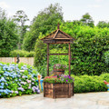 Rustic Wooden Wishing Well with Adjustable Hanging Bucket product image