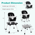 Convertible Baby High Chair with Adjustable Removable Tray (5 Colors) product image