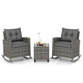 3-Piece Patio Rattan Rocking Chair Set with Tempered Glass Table & Soft Cushions product image