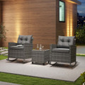 3-Piece Patio Rattan Rocking Chair Set with Tempered Glass Table & Soft Cushions product image
