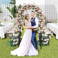 87" 2-Door Metal Garden Arbor Trellis with Side Planters product image