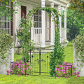 87" 2-Door Metal Garden Arbor Trellis with Side Planters product image