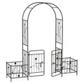 87" 2-Door Metal Garden Arbor Trellis with Side Planters product image