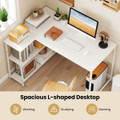 L-Shaped Computer Desk with Power Outlets and Removable Shelf product image