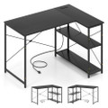 L-Shaped Computer Desk with Power Outlets and Removable Shelf product image